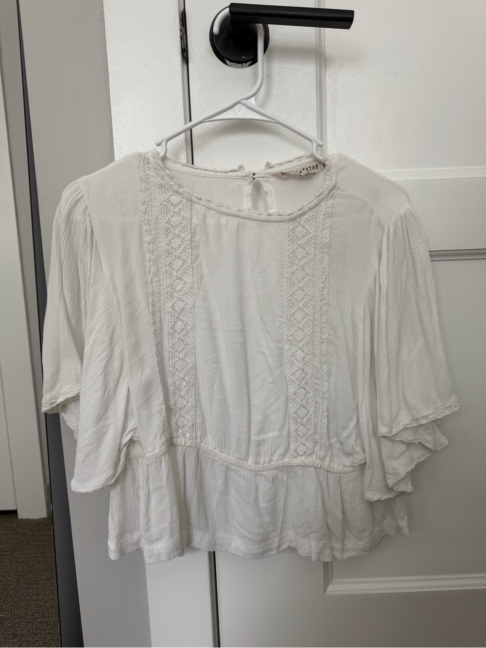 Boho Lace-Trim White Women’s Peplum Top